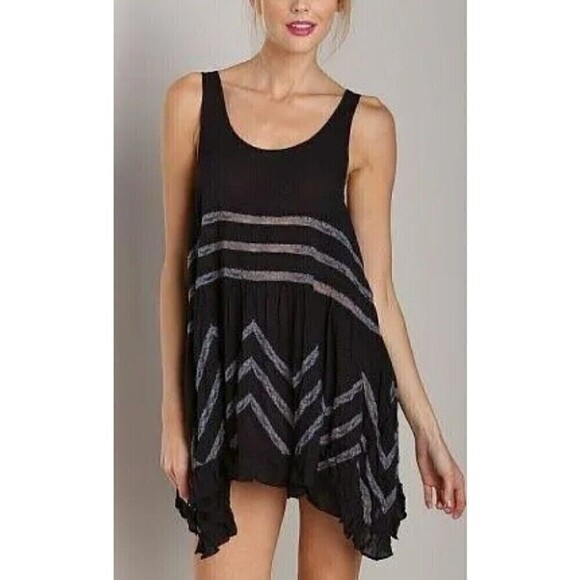 Free People Viole Lace Trapeze Slip Dress Black XS Gray Lace - Picture 1 of 6